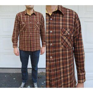 1960s mens plaid flannel wool jacket, shirt, wool plaid jacket, shacket